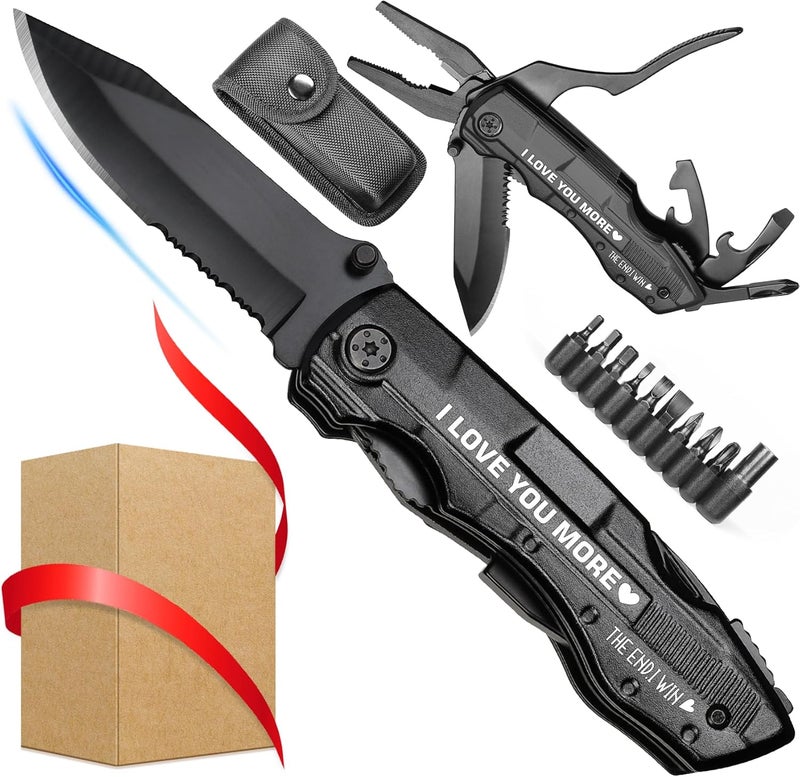 LAGERFEY Valentines Ideal Gifts for Him Husband - Mens Valentines Gifts, Valentines Gifts for Him Husband Boyfriend - “I Love You More” Anniversary Birthday Gifts for Husband Him, 20 in 1 Multitool Knife - Image 1